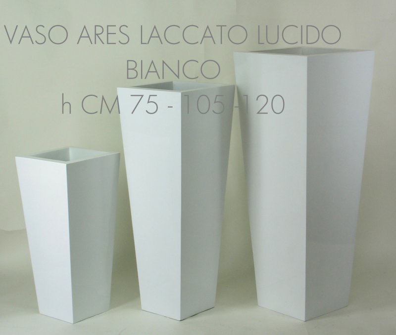 3F Piante Artificiali - V - VASO ARES LACCATO LUCIDO NERO - CM 34 X 34 h.  75 - 3F Piante Artificiali