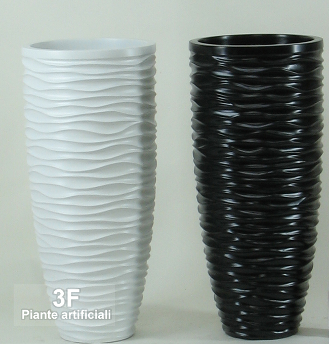 3F Piante Artificiali - V - VASO ARES LACCATO LUCIDO NERO - CM 34 X 34 h.  75 - 3F Piante Artificiali