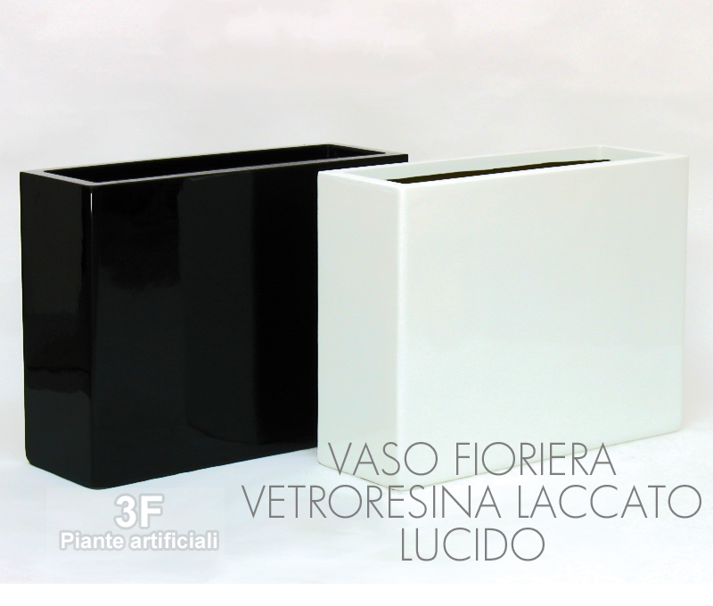 3F Piante Artificiali - V - VASO KING LACCATO LUCIDO NERO - CM Ø