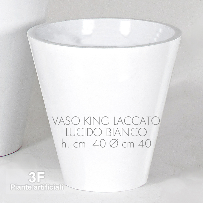 3F Piante Artificiali - V - VASO KING LACCATO LUCIDO NERO - CM Ø