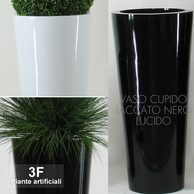 3F Piante Artificiali - V - VASO CUPIDO LACCATO LUCIDO NERO