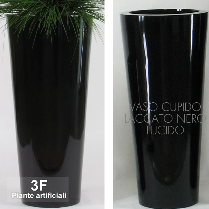 3F Piante Artificiali - V - VASO KING LACCATO LUCIDO NERO - CM Ø