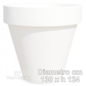 3F Piante Artificiali - PT - Tlb 130 Vaso Tondo Liscio Bordato 130 Bianco Ottico